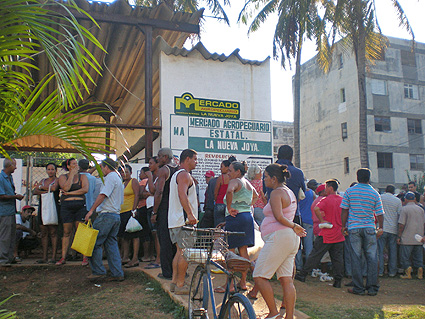 Crecen las colas para el arroz.