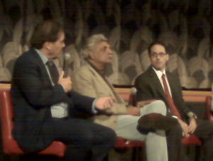 Filmmakers Oliver Stone, Tariq Ali and Mark Weisbrot at the premier of South of the Border in the U.S. capital.