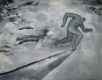 El Camino del Peligro, 150 x 120 cm, acrílico sobre lienzo, 2011. Por Angel Alonso