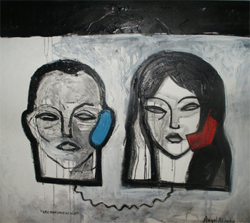 Incomunicación, 120 x 100 cm, acrílico sobre lienzo, 2011. Por Angel Alonso