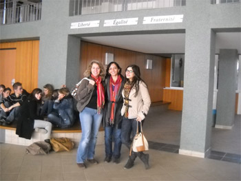 Con profesoras en una escuela de Roanne.
