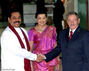 Sri Lankan President Mahind Rajapaksa and Cuban President Raul Castro. File photo from colombopage.com