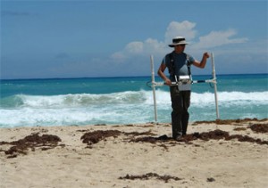 Some of the equipment he works with in locating the buried ship has been sent by the National Geographic Society, but the US embargo prevents additional equipment and money from being provided.