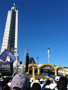 La Plaza de la Revolución durante la visita del Papa en marzo, 2012.