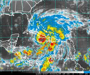 El huracán Sandy cuando entró a Cuba.