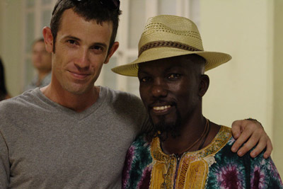 Sergio Leyva and Alfredo Duquense at the opening of their photo/sculpture exhibition at the Casa de Africa in Old Havana.
