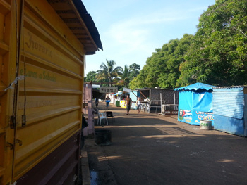 Local food stands at Playa Larga.
